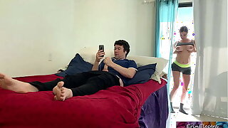 Spycam stepmom fucks stepson after catching him masturbating
