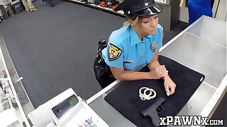 Whorish policewoman fucks with pawnbroker for additional money